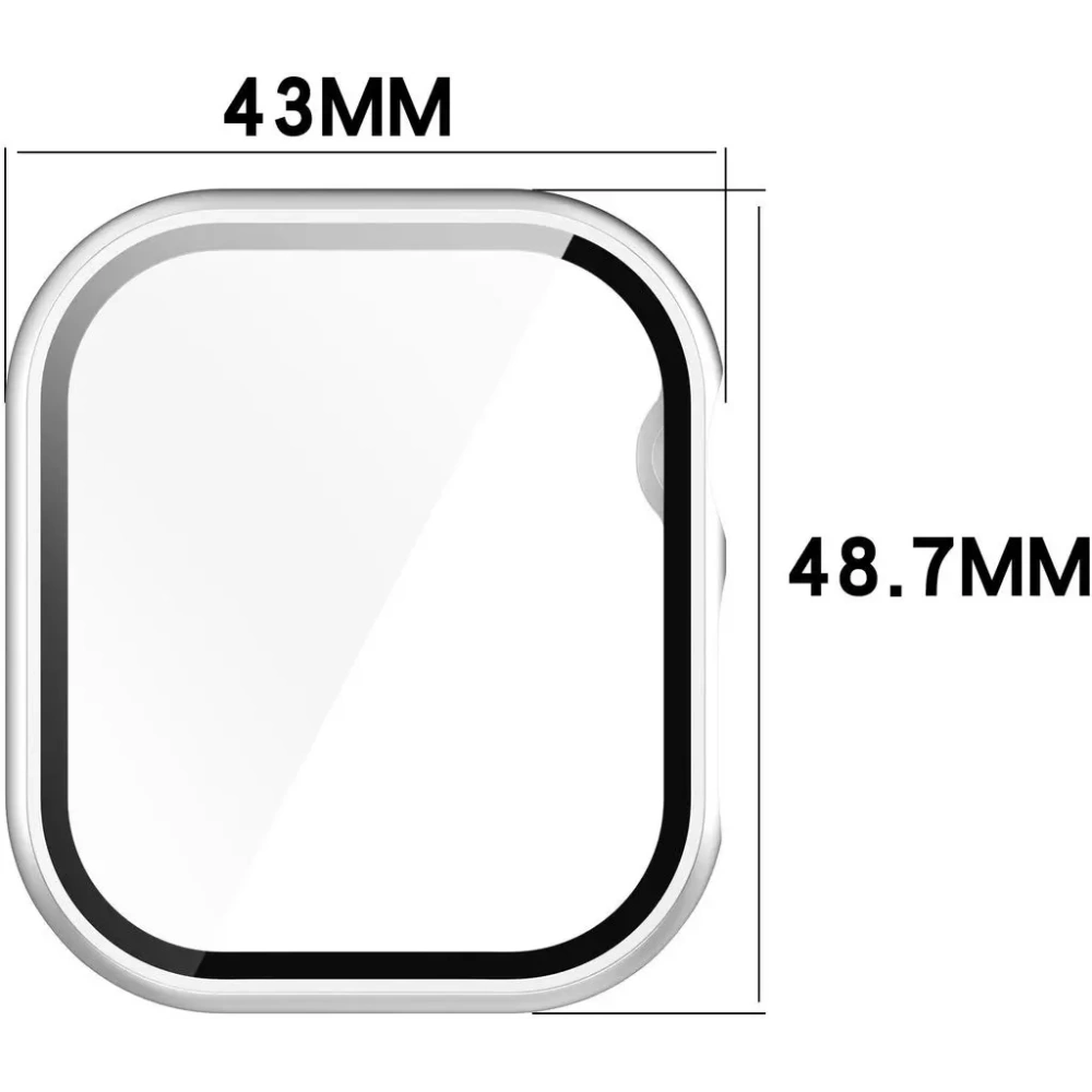 Etui ze szkłem do zegarka Bizon Case+Glass Watch do Apple Watch 10 / 11 46mm srebrne