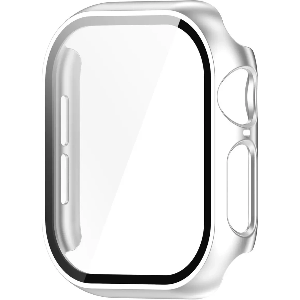 Etui ze szkłem do zegarka Bizon Case+Glass Watch do Apple Watch 10 / 11 46mm srebrne