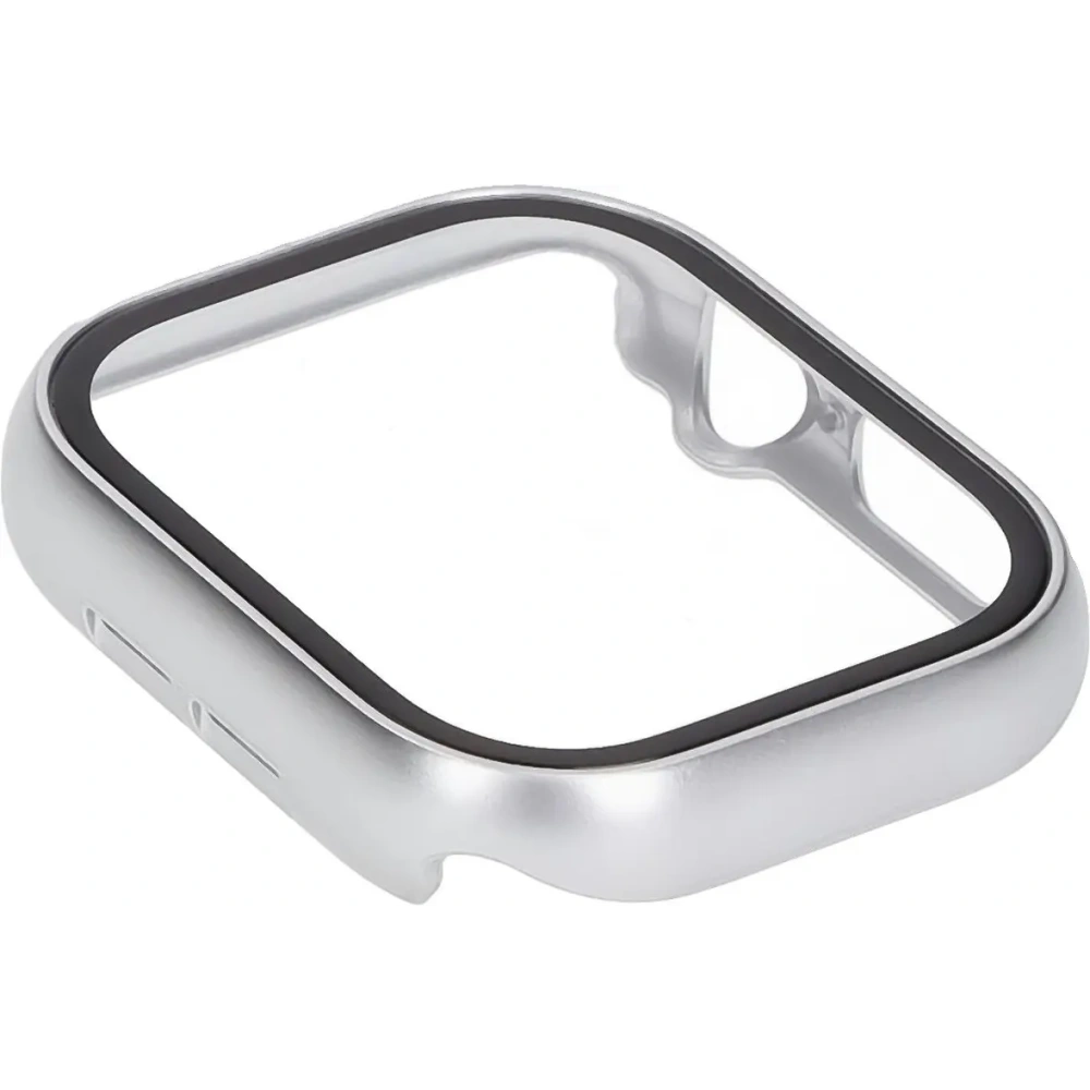 Etui ze szkłem do zegarka Bizon Case+Glass Watch do Apple Watch 10 / 11 46mm srebrne