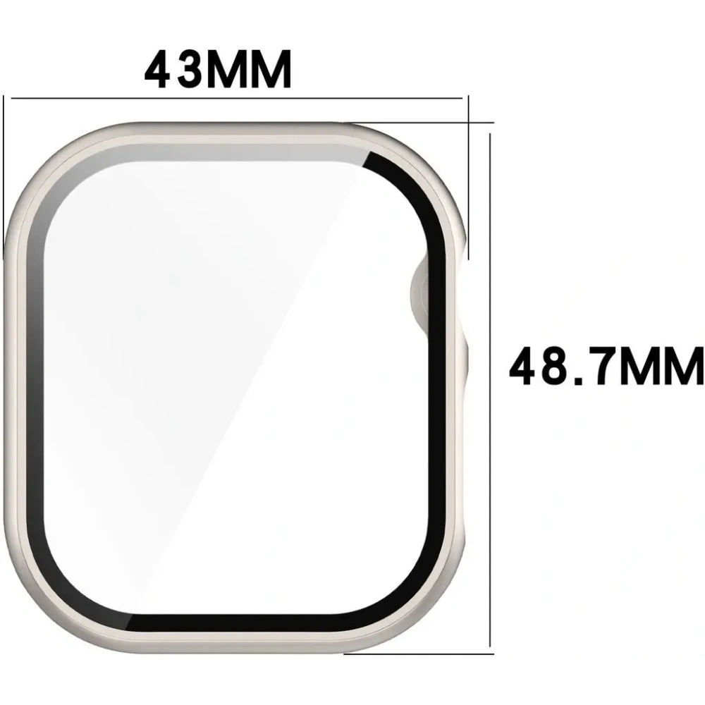 Etui ze szkłem do zegarka Bizon Case+Glass Watch do Apple Watch 10 / 11 46mm szampańskie
