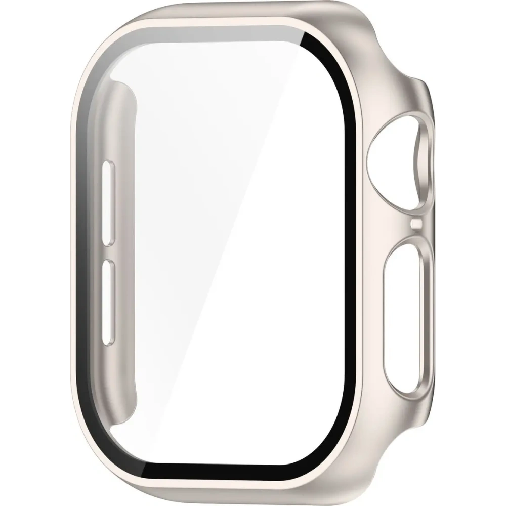 Etui ze szkłem do zegarka Bizon Case+Glass Watch do Apple Watch 10 / 11 46mm szampańskie