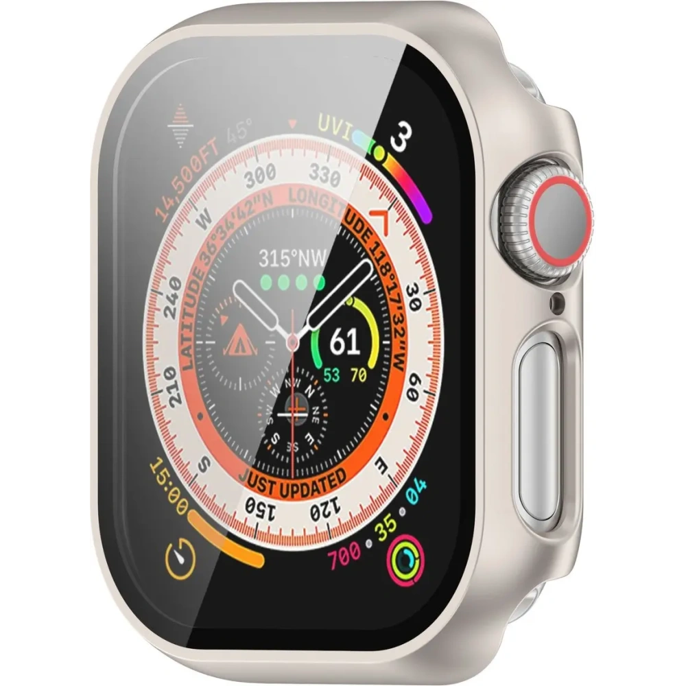 Etui ze szkłem do zegarka Bizon Case+Glass Watch do Apple Watch 10 / 11 46mm szampańskie