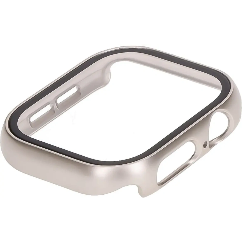 Etui ze szkłem do zegarka Bizon Case+Glass Watch do Apple Watch 10 / 11 46mm szampańskie