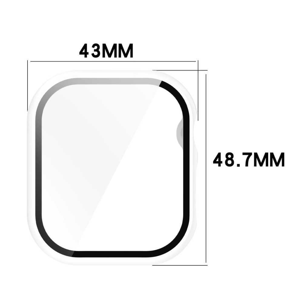 Etui ze szkłem do zegarka Bizon Case+Glass Watch do Apple Watch 10 / 11 46mm białe