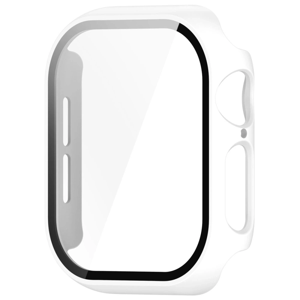 Etui ze szkłem do zegarka Bizon Case+Glass Watch do Apple Watch 10 / 11 46mm białe