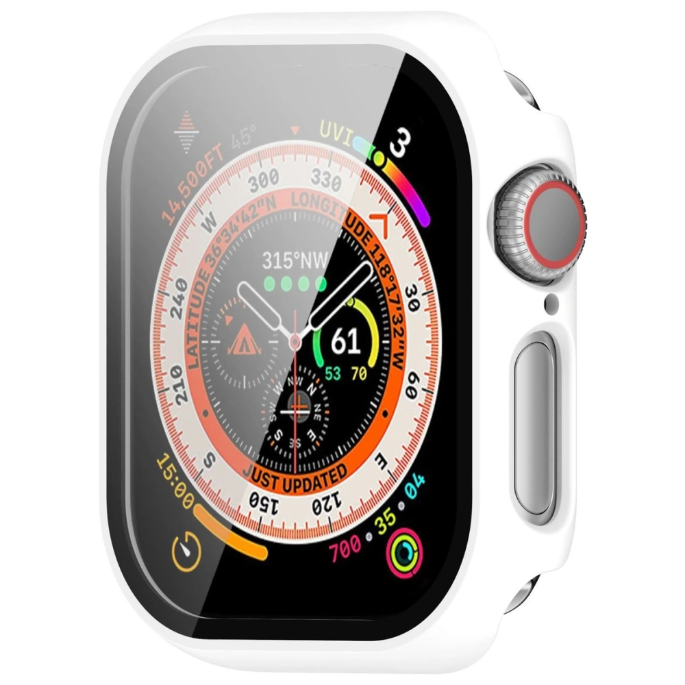 Etui ze szkłem do zegarka Bizon Case+Glass Watch do Apple Watch 10 / 11 46mm białe
