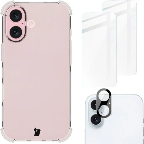 Kup Etui + 2x szkło hartowane na ekran + szkło na obiektyw Bizon Case Clear Pack do Apple iPhone 16 - BIZ6455 - {ean13} - Sklep Home Screen