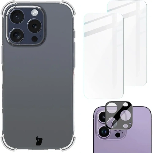 Kup Etui + 2x tvrzené sklo na displej + sklo na objektiv Bizon Case Clear Pack pro Apple iPhone 16 Pro - BIZ6461 - {ean13} - Sklep Home Screen
