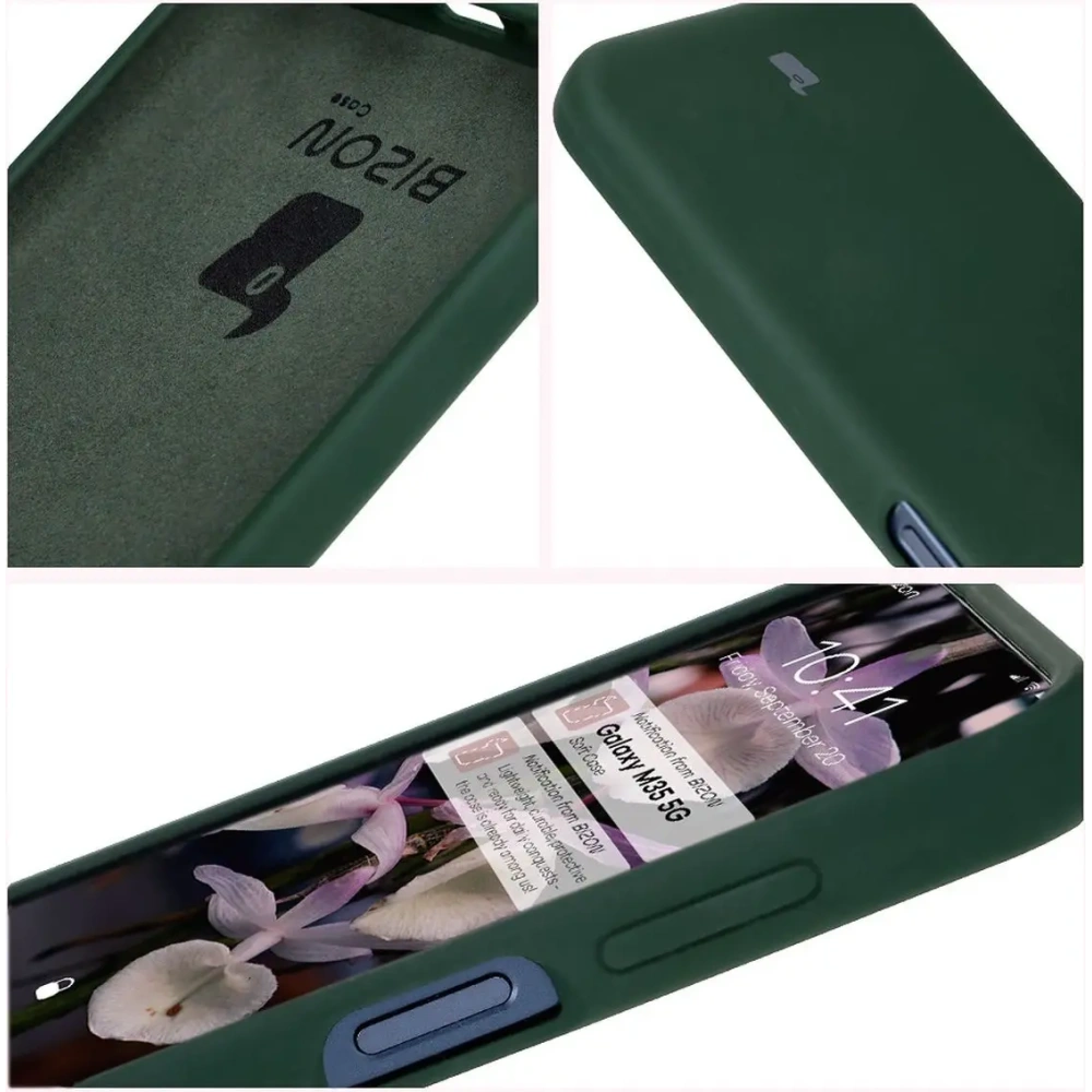 Silikonowe etui Bizon Soft Case do Samsung Galaxy M35 5G ciemnozielone