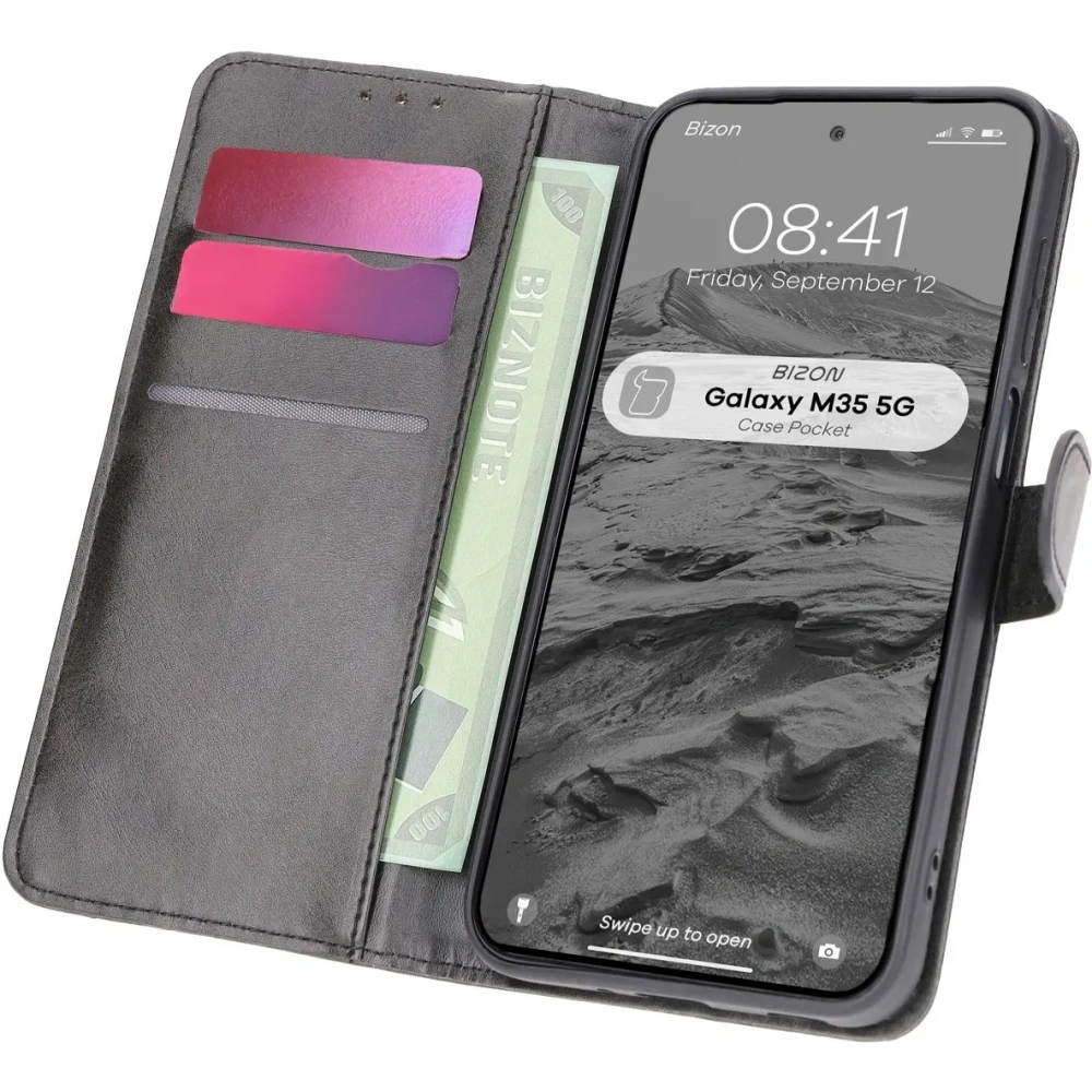 Etui z klapką Bizon Case Pocket do Samsung Galaxy M35 5G czarne