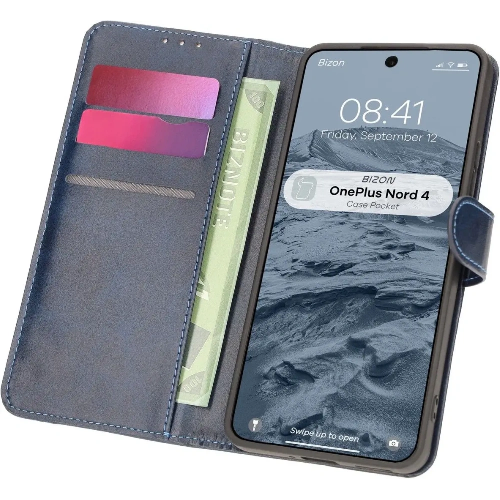 Etui z klapką Bizon Case Pocket do OnePlus Nord 4 granatowe