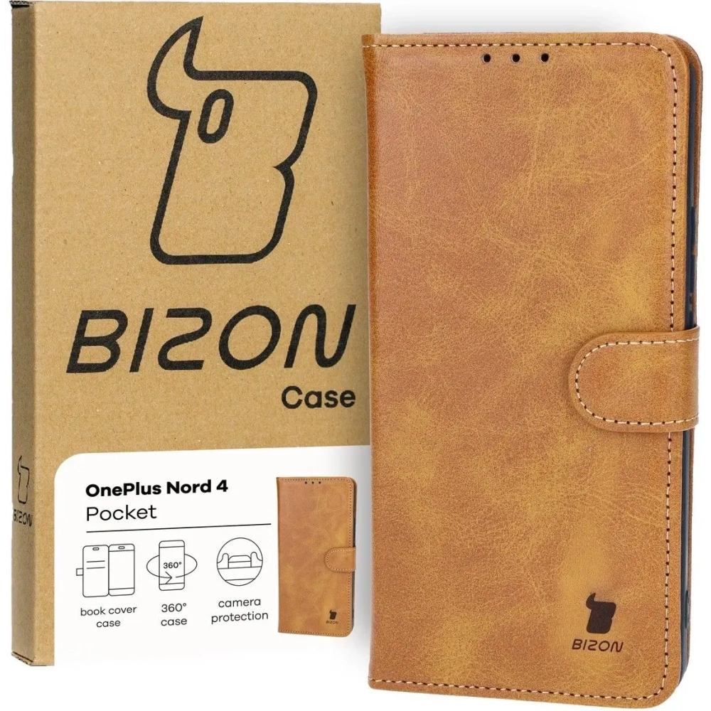 Etui z klapką Bizon Case Pocket do OnePlus Nord 4 brązowe