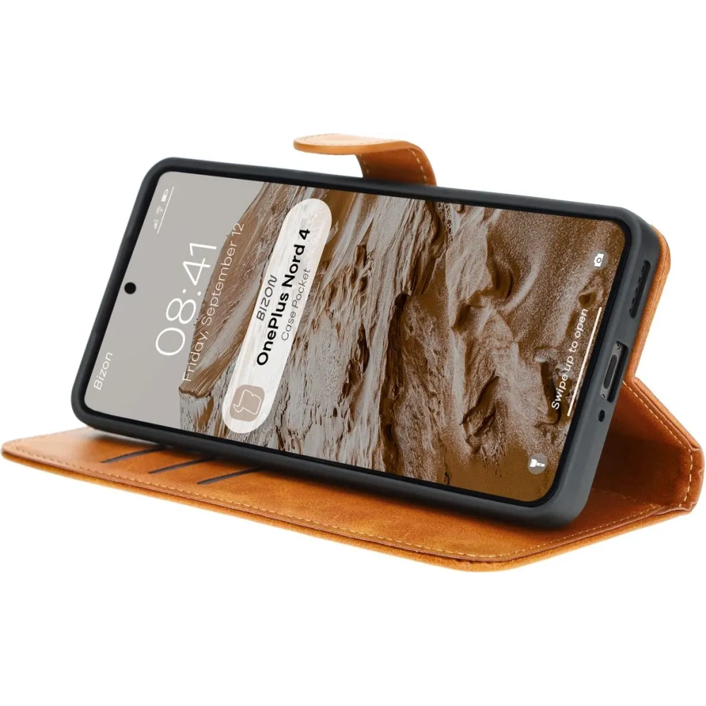 Etui z klapką Bizon Case Pocket do OnePlus Nord 4 brązowe