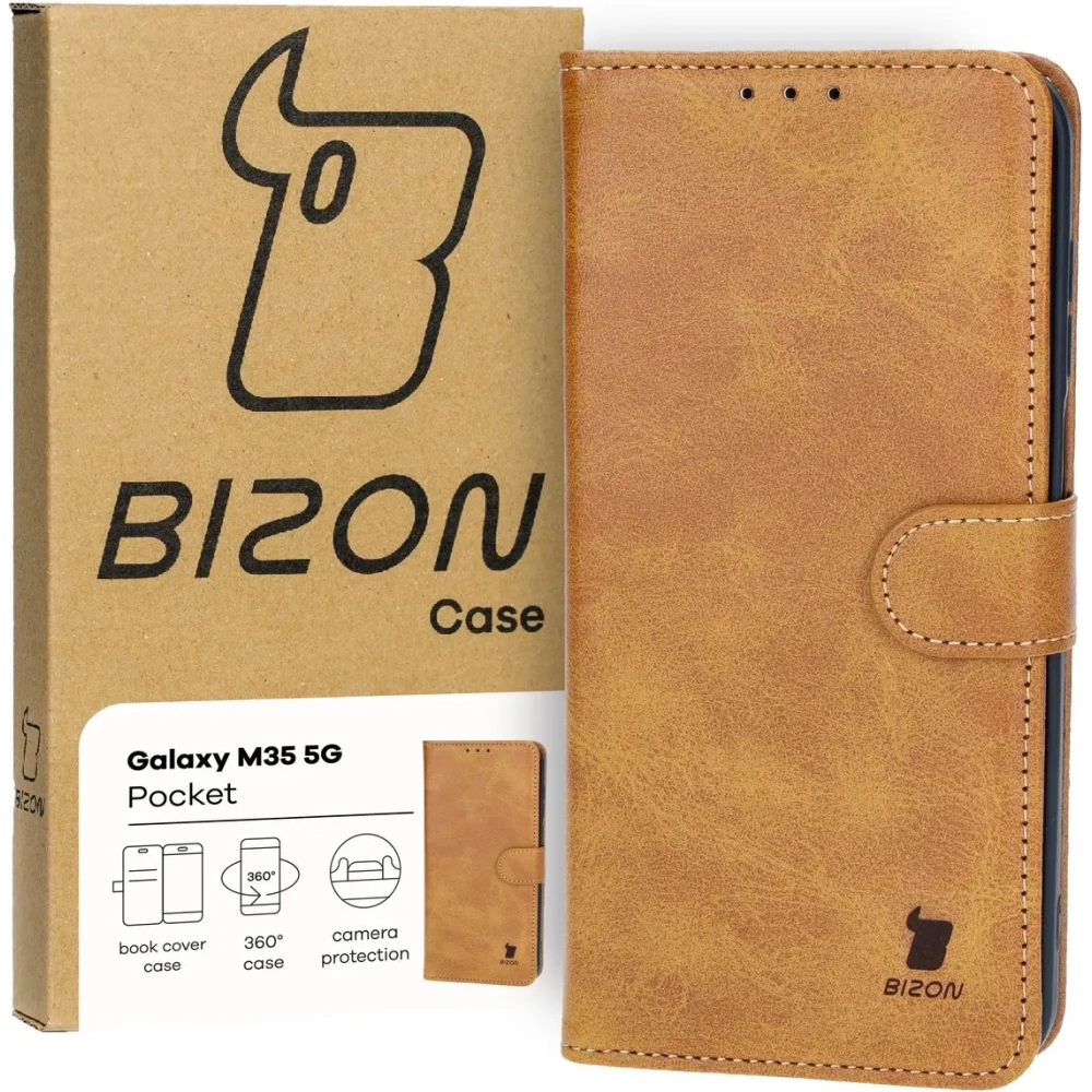 Etui z klapką Bizon Case Pocket do Samsung Galaxy M35 5G brązowe