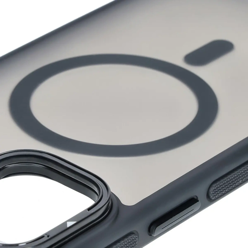 Etui z podstawką i pierścieniem magnetycznym Bizon Case Eclipse do Apple iPhone 16 Plus przydymione z czarną ramką