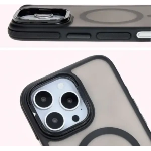Kup Etui z podstawką i pierścieniem magnetycznym Bizon Case Eclipse do Apple iPhone 16 Pro przydymione z czarną ramką - BIZ6483 - {ean13} - Sklep Home Screen