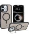 Etui z podstawką i pierścieniem magnetycznym Bizon Case Eclipse do Apple iPhone 16 Pro Max przydymione z czarną ramką