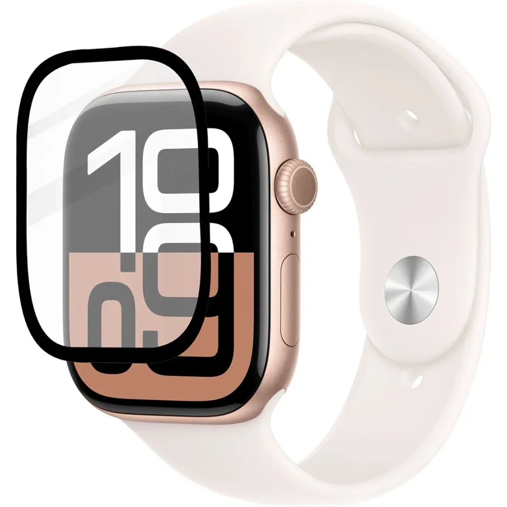 Szkło hybrydowe Bizon Glass Watch Edge Hybrid do Apple Watch 10 42 mm czarne