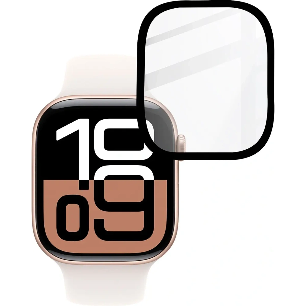 Szkło hybrydowe Bizon Glass Watch Edge Hybrid do Apple Watch 10 42 mm czarne