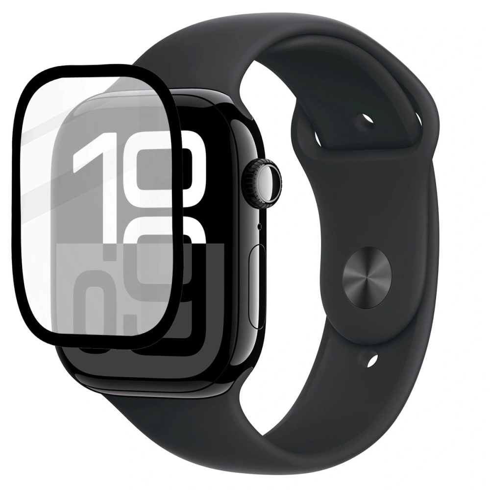 Szkło hybrydowe Bizon Glass Watch Edge Hybrid do Apple Watch 10 46 mm czarne