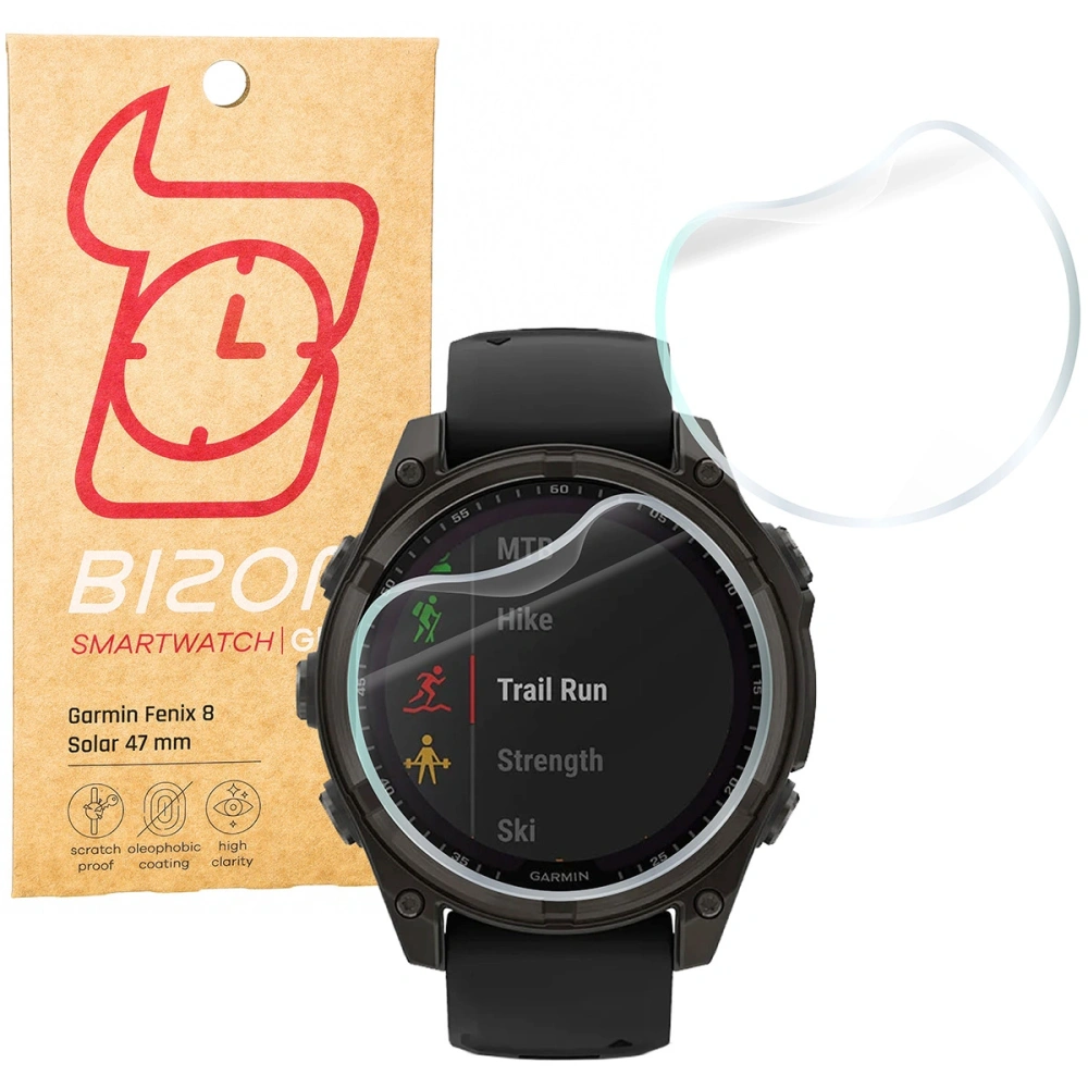 Folia hydrożelowa na ekran Bizon Glass Watch Hydrogel do Garmin Fenix 8 Solar 47 mm [2 PACK]
