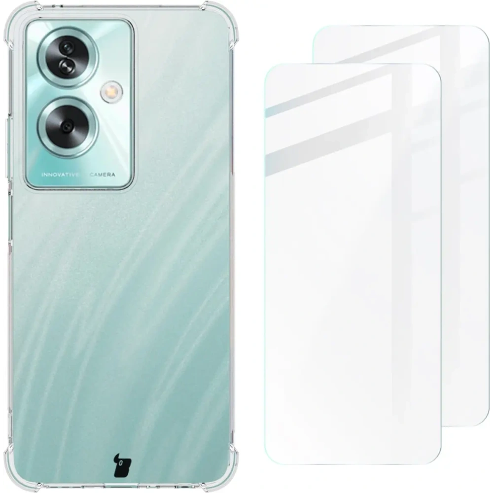Etui + 2x szkło na ekran Bizon Case Clear Pack do Oppo A79 5G przezroczyste