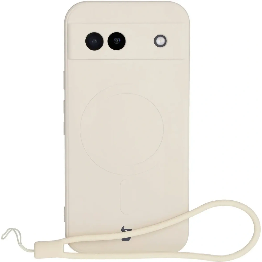 Silikonowe etui z pierścieniem magnetycznym Bizon Case Silicone Magnetic Sq do Google Pixel 8a beżowe