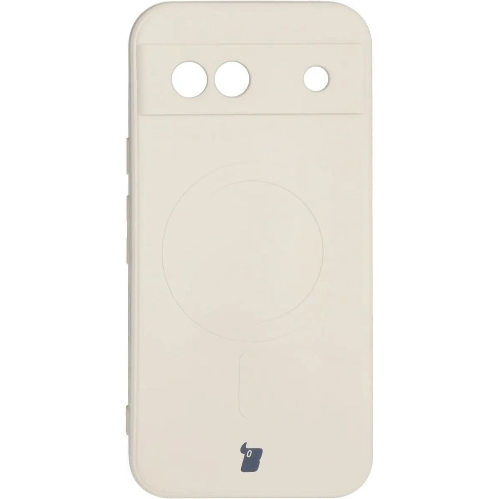 Silikonowe etui z pierścieniem magnetycznym Bizon Case Silicone Magnetic Sq do Google Pixel 8a beżowe