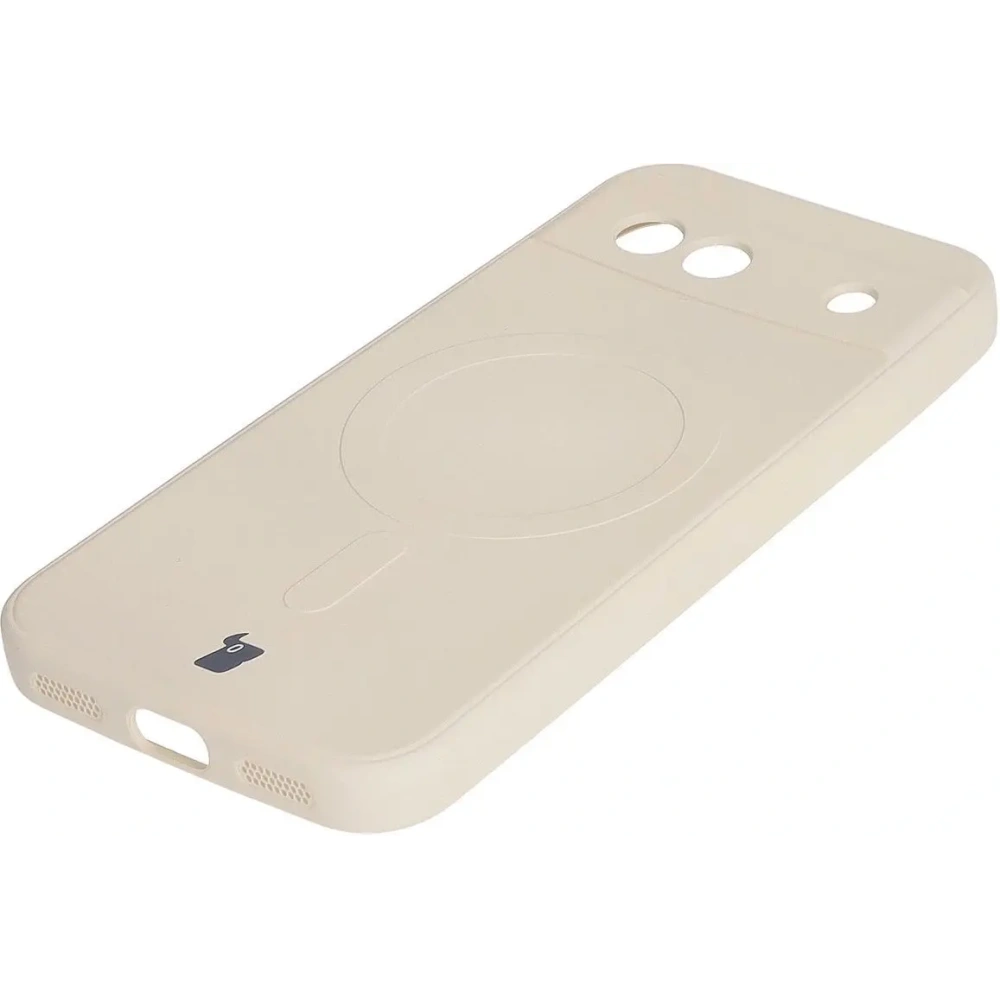 Silikonowe etui z pierścieniem magnetycznym Bizon Case Silicone Magnetic Sq do Google Pixel 8a beżowe