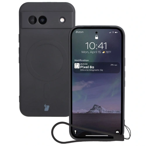 Kup Silikonové pouzdro s magnetickým kroužkem Bizon Case Silicone Magnetic Sq pro Google Pixel 8a černé - BIZ6514 - {ean13} - Sklep Home Screen