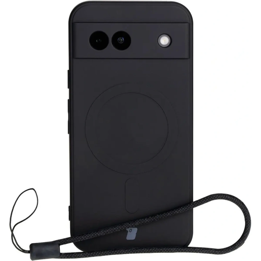 Silikonowe etui z pierścieniem magnetycznym Bizon Case Silicone Magnetic Sq do Google Pixel 8a czarne