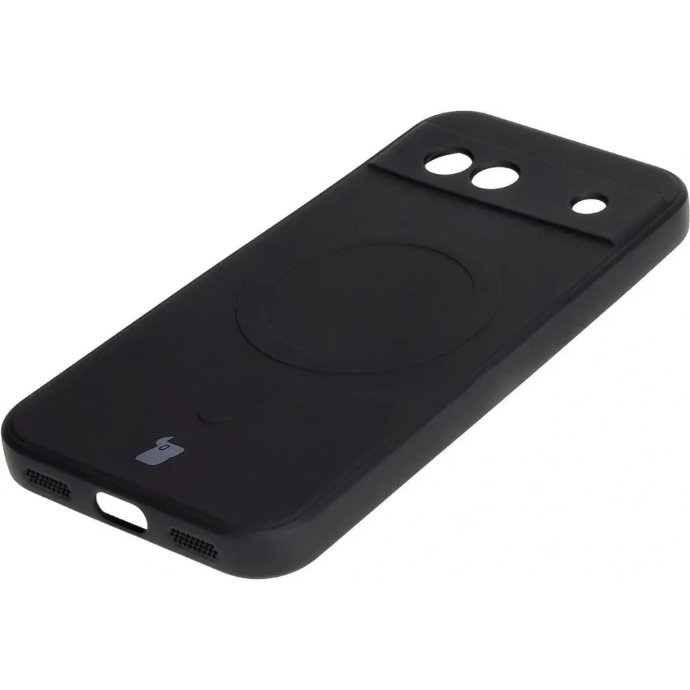 Silikonowe etui z pierścieniem magnetycznym Bizon Case Silicone Magnetic Sq do Google Pixel 8a czarne