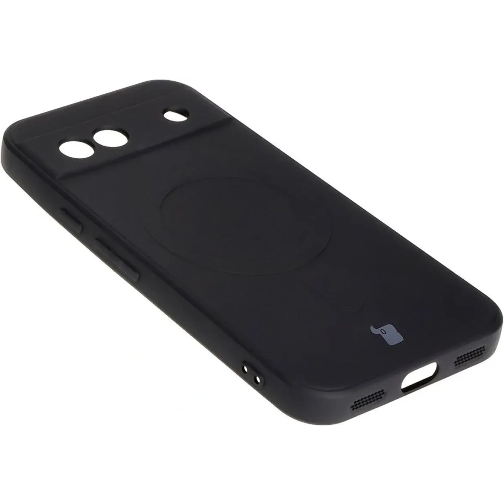 Silikonowe etui z pierścieniem magnetycznym Bizon Case Silicone Magnetic Sq do Google Pixel 8a czarne