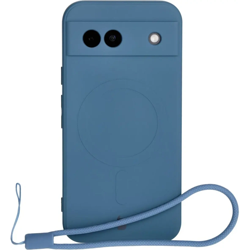 Silikonowe etui z pierścieniem magnetycznym Bizon Case Silicone Magnetic Sq do Google Pixel 8a granatowe