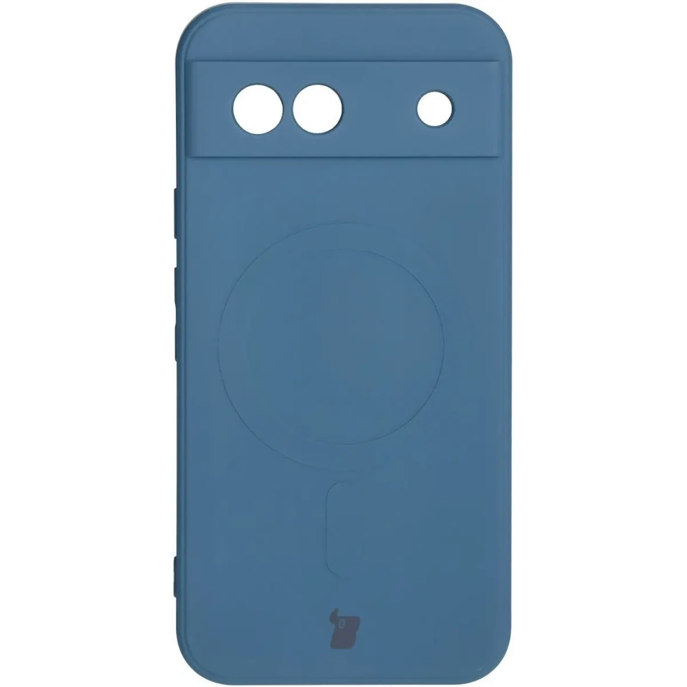 Silikonowe etui z pierścieniem magnetycznym Bizon Case Silicone Magnetic Sq do Google Pixel 8a granatowe