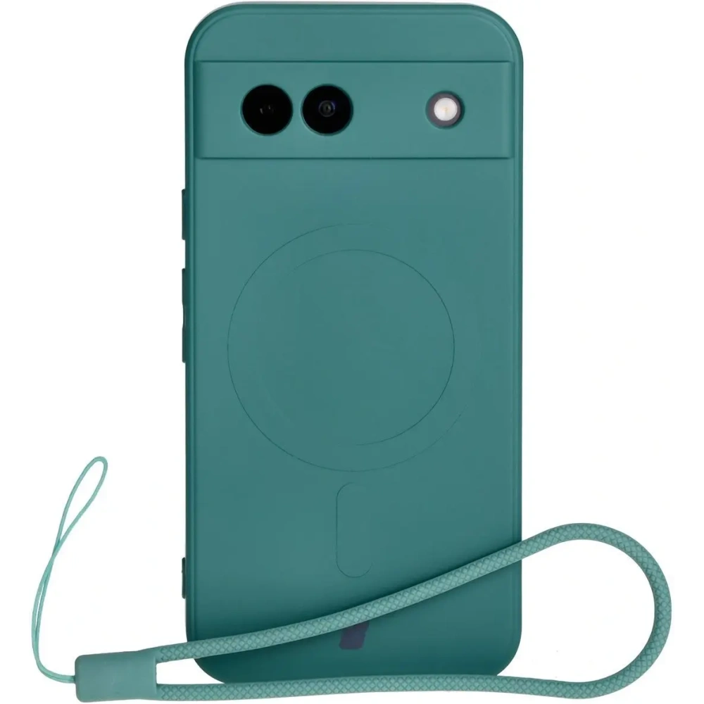 Silikonowe etui z pierścieniem magnetycznym Bizon Case Silicone Magnetic Sq do Google Pixel 8a ciemnozielone