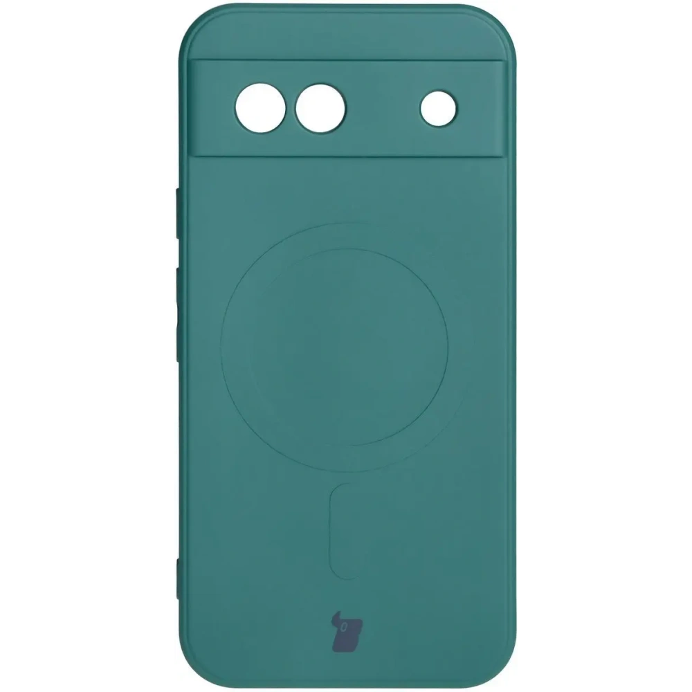 Silikonowe etui z pierścieniem magnetycznym Bizon Case Silicone Magnetic Sq do Google Pixel 8a ciemnozielone