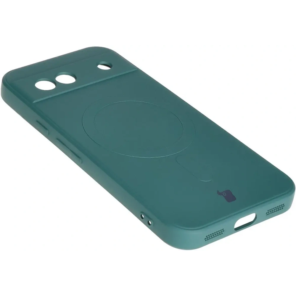 Silikonowe etui z pierścieniem magnetycznym Bizon Case Silicone Magnetic Sq do Google Pixel 8a ciemnozielone