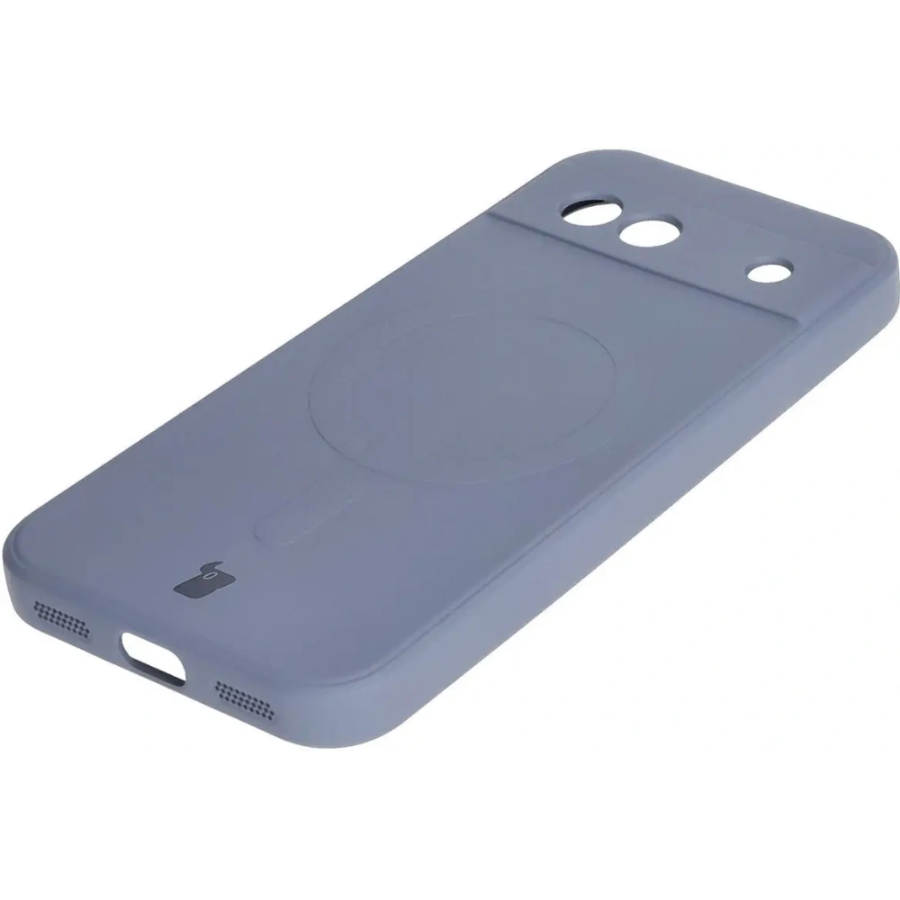 Silikonowe etui z pierścieniem magnetycznym Bizon Case Silicone Magnetic Sq do Google Pixel 8a szare