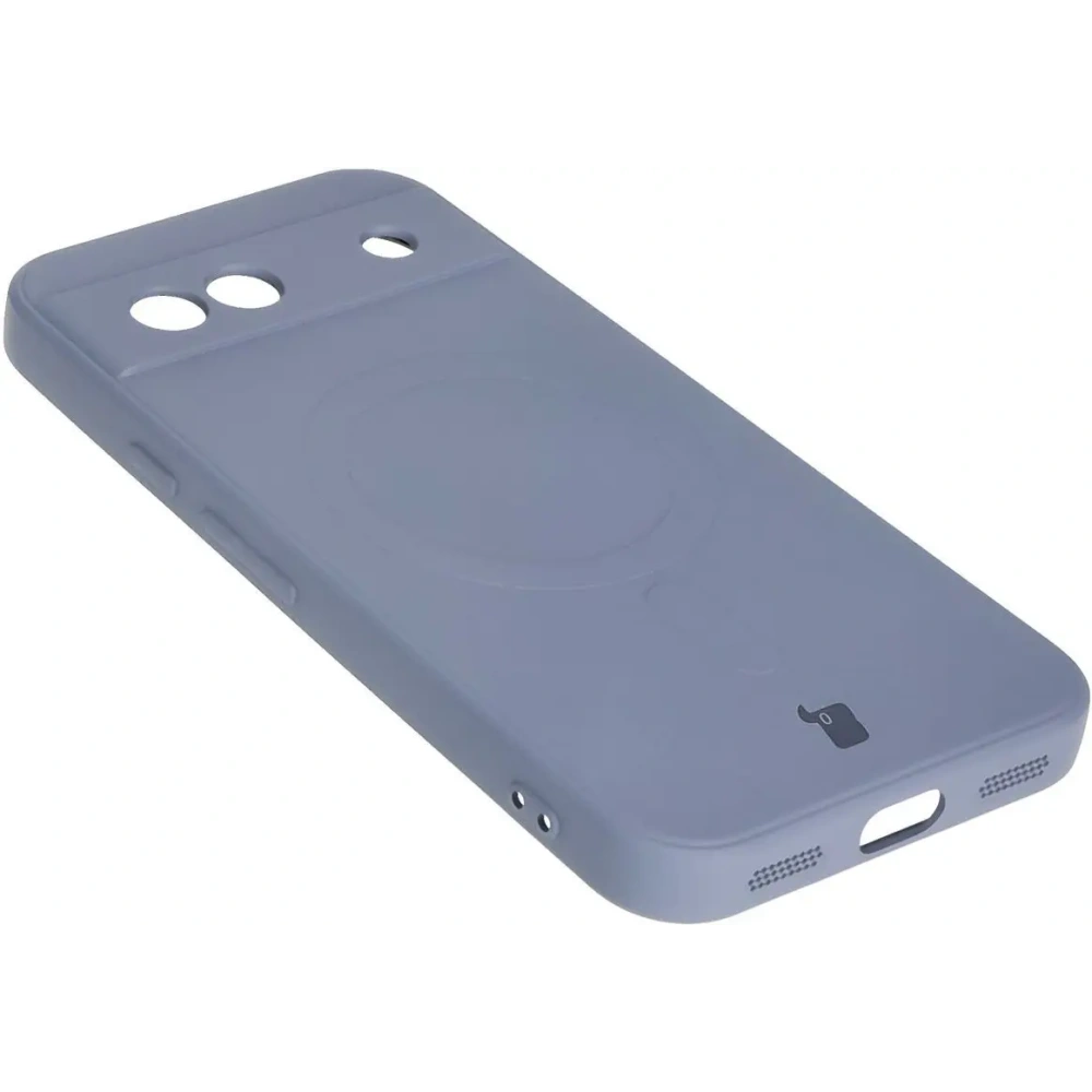Silikonowe etui z pierścieniem magnetycznym Bizon Case Silicone Magnetic Sq do Google Pixel 8a szare