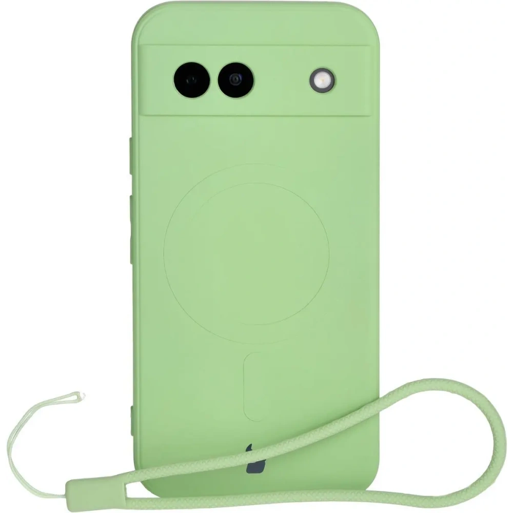 Silikonowe etui z pierścieniem magnetycznym Bizon Case Silicone Magnetic Sq do Google Pixel 8a jasnozielone