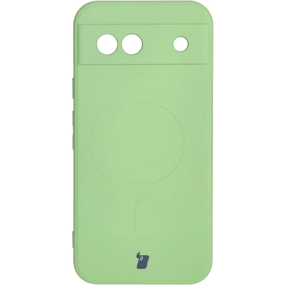 Silikonowe etui z pierścieniem magnetycznym Bizon Case Silicone Magnetic Sq do Google Pixel 8a jasnozielone