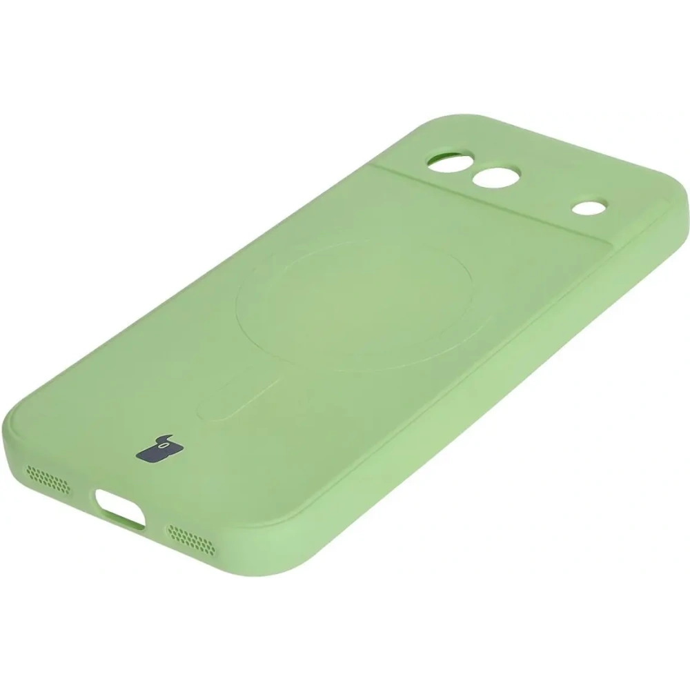 Silikonowe etui z pierścieniem magnetycznym Bizon Case Silicone Magnetic Sq do Google Pixel 8a jasnozielone