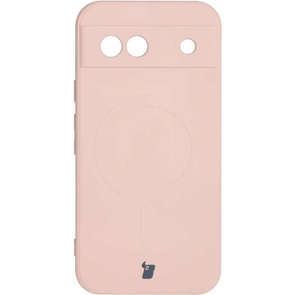 Silikonowe etui z pierścieniem magnetycznym Bizon Case Silicone Magnetic Sq do Google Pixel 8a jasnoróżowe