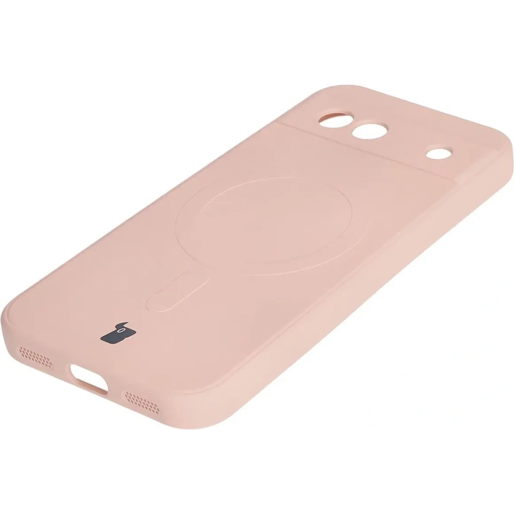 Silikonowe etui z pierścieniem magnetycznym Bizon Case Silicone Magnetic Sq do Google Pixel 8a jasnoróżowe