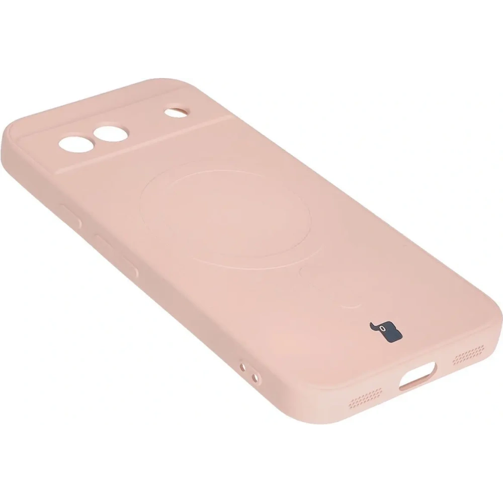 Silikonowe etui z pierścieniem magnetycznym Bizon Case Silicone Magnetic Sq do Google Pixel 8a jasnoróżowe