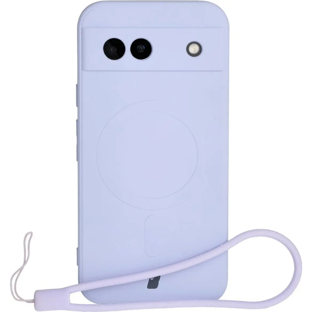 Silikonowe etui z pierścieniem magnetycznym Bizon Case Silicone Magnetic Sq do Google Pixel 8a jasnofioletowe