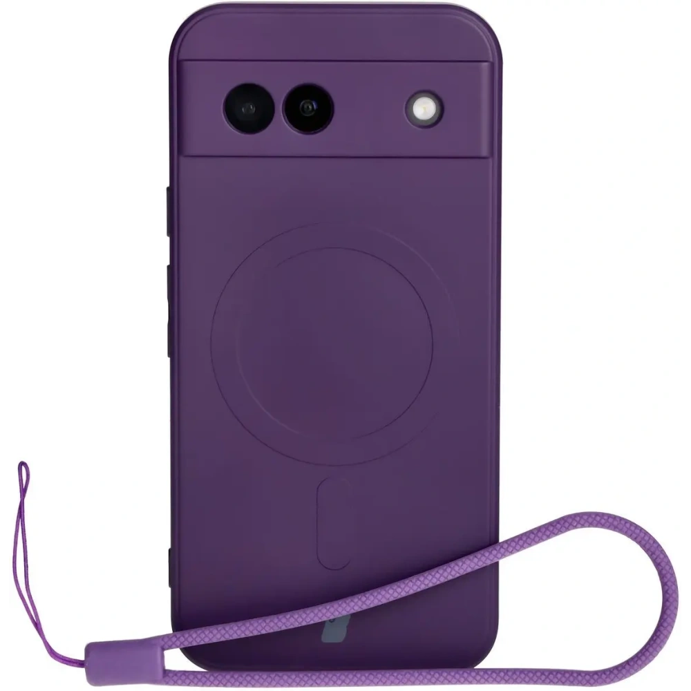 Silikonowe etui z pierścieniem magnetycznym Bizon Case Silicone Magnetic Sq do Google Pixel 8a śliwkowe