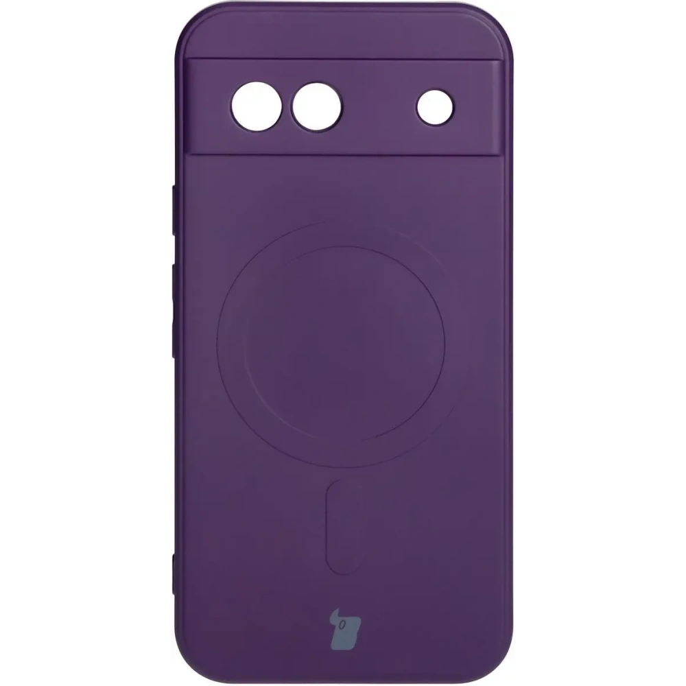 Silikonowe etui z pierścieniem magnetycznym Bizon Case Silicone Magnetic Sq do Google Pixel 8a śliwkowe