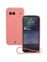 Silikonový obal s magnetickým kroužkem Bizon Case Silicone Magnetic Sq pro Google Pixel 8a špinavě růžový